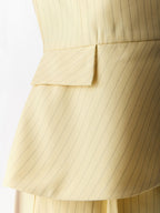 Colete Peplum com Botões, Risca de Giz Ivory