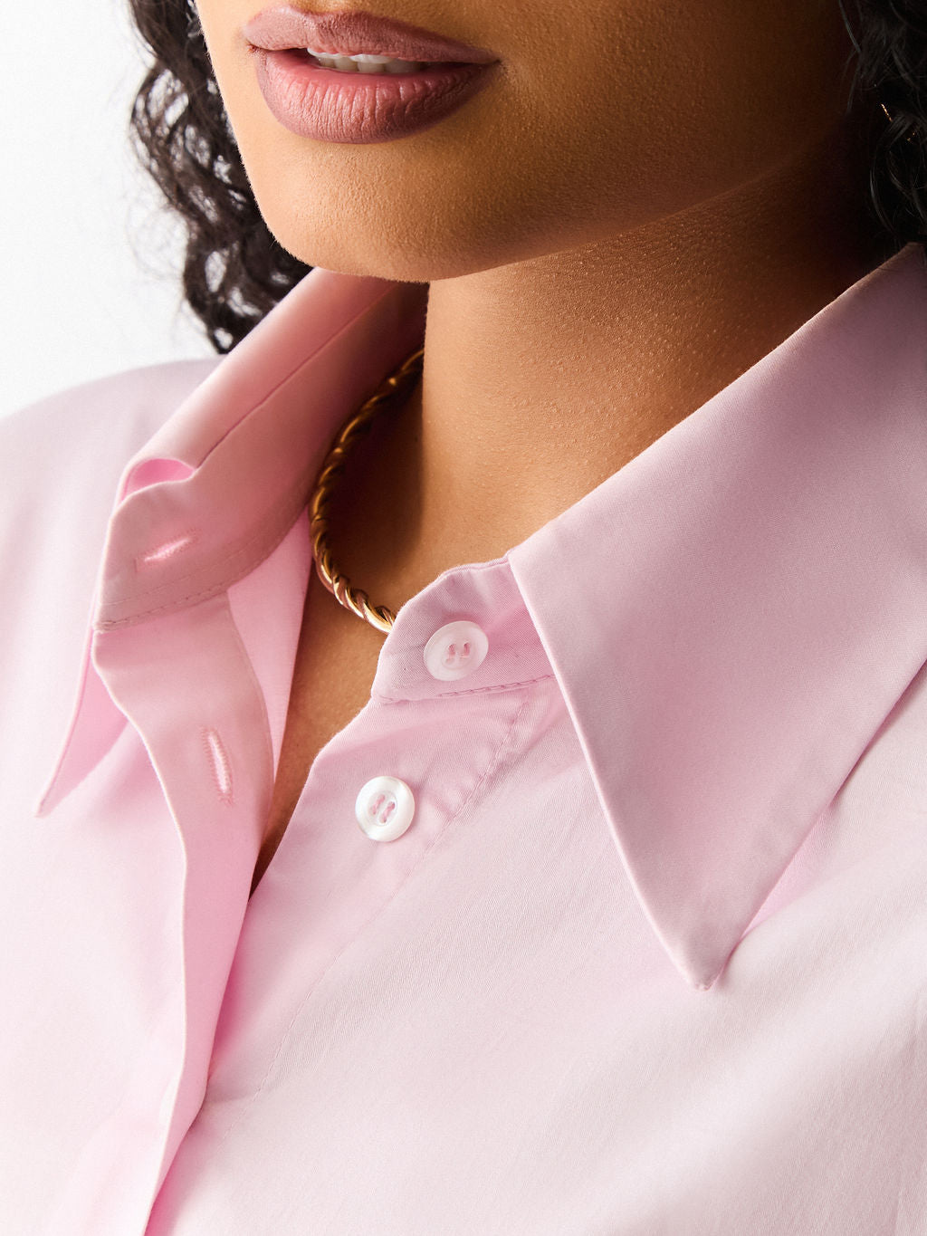 Camisa Acinturada com Carcela Rosa Giz