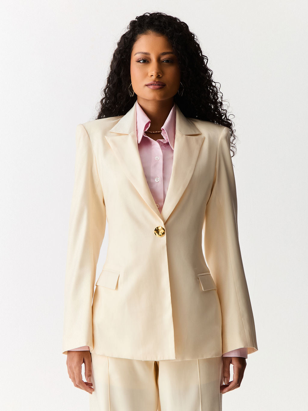 Blazer Alongado Acinturado Creme