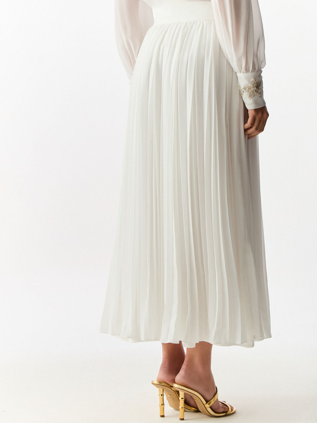 Saia Plissada de Chiffon Blanc