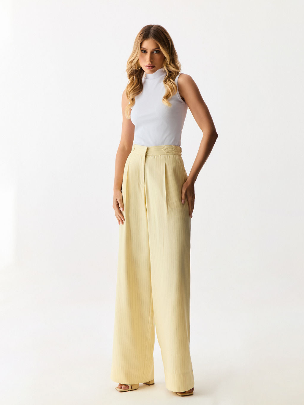 Calça Risca de Giz Ivory