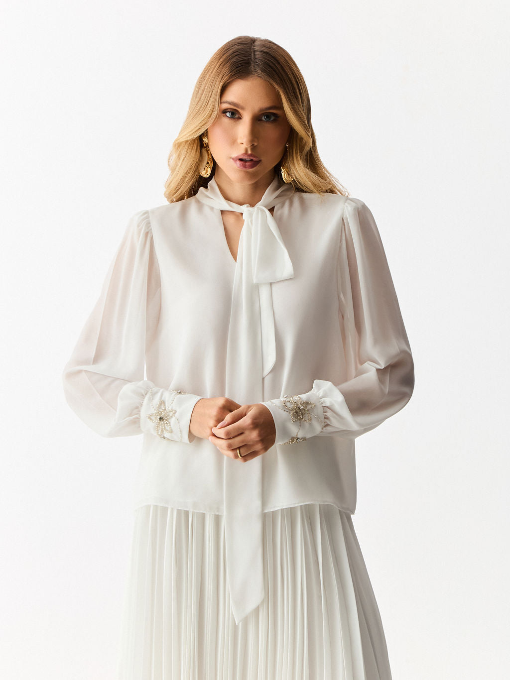 Camisa com Manga Longa Bufante Blanc