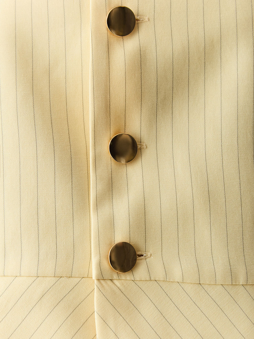 Colete Peplum com Botões, Risca de Giz Ivory