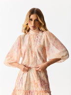 Camisa com Manga Bufante Floral