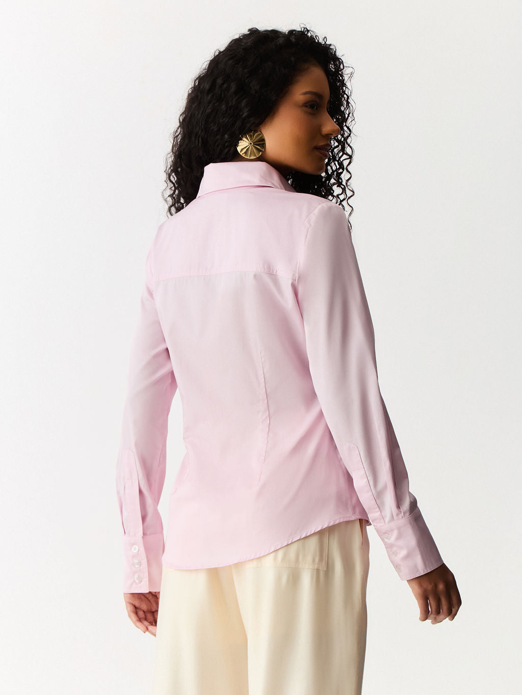 Camisa Acinturada com Carcela Rosa Giz