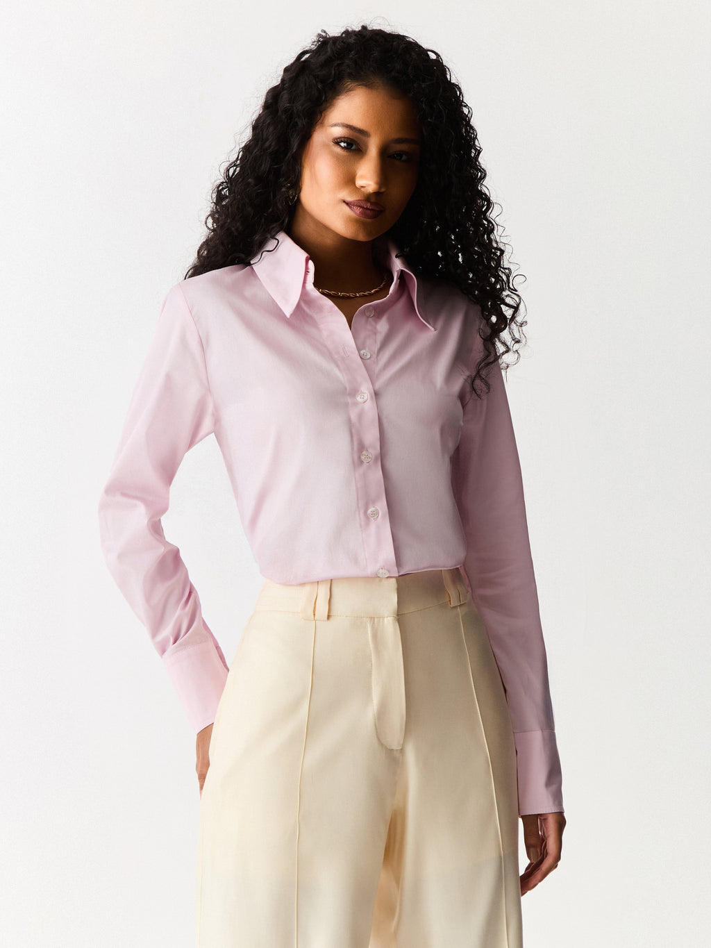 Camisa Acinturada com Carcela Rosa Giz