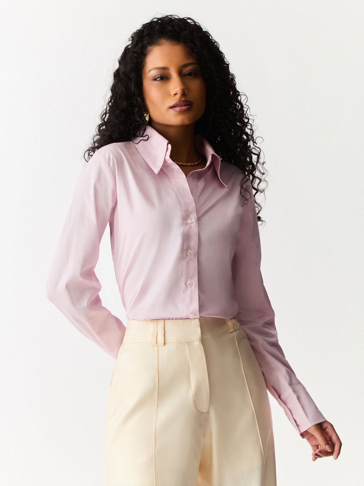 Camisa Acinturada com Carcela Rosa Giz