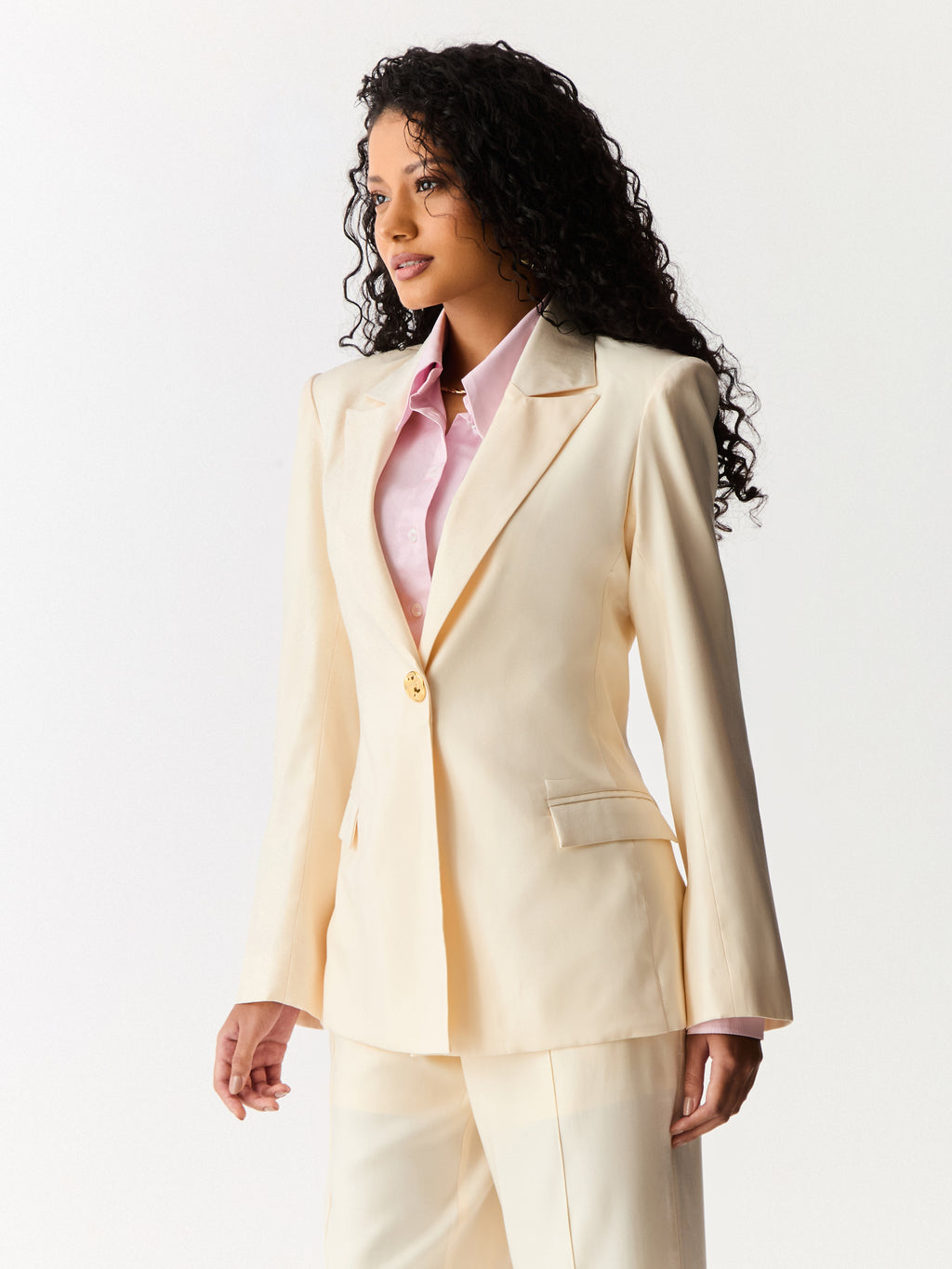 Blazer Alongado Acinturado Creme