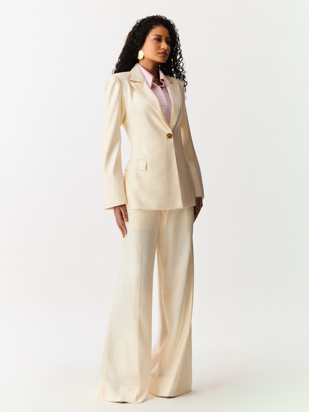Blazer Alongado Acinturado Creme
