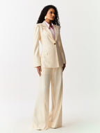 Blazer Alongado Acinturado Creme