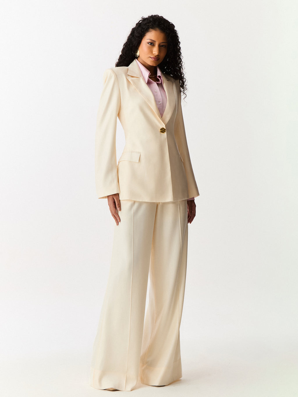 Blazer Alongado Acinturado Creme