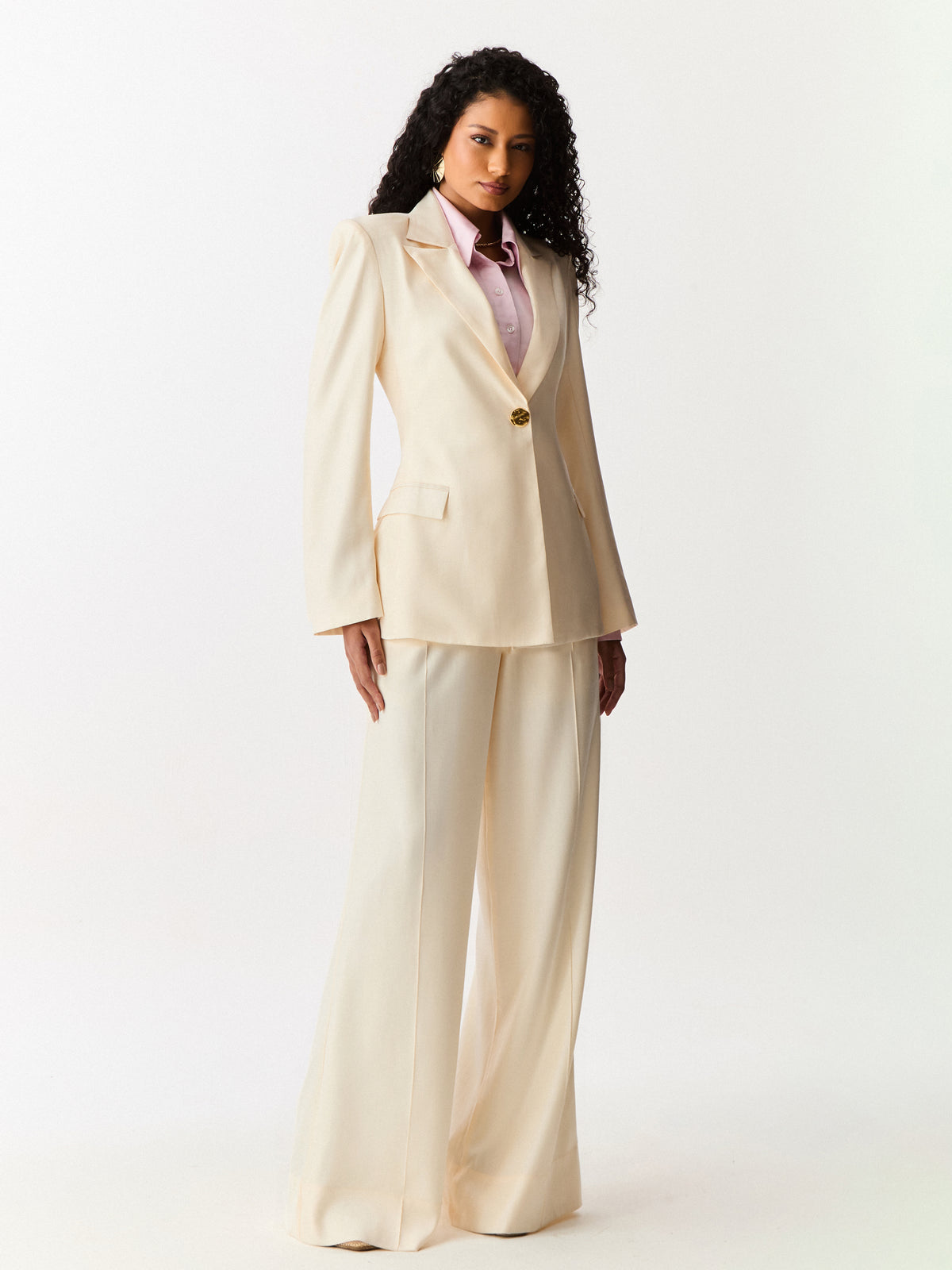 Blazer Alongado Acinturado Creme