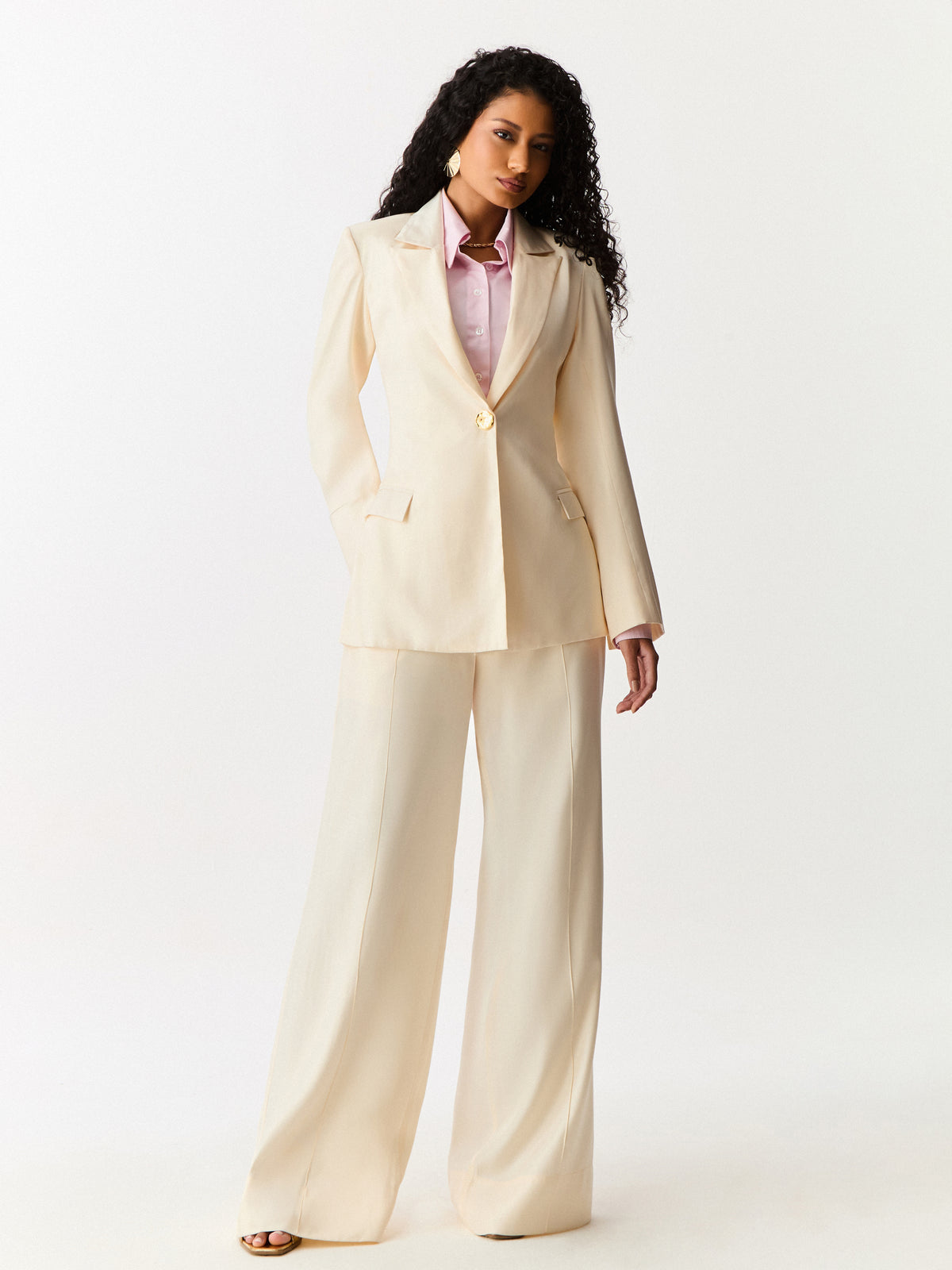 Blazer Alongado Acinturado Creme