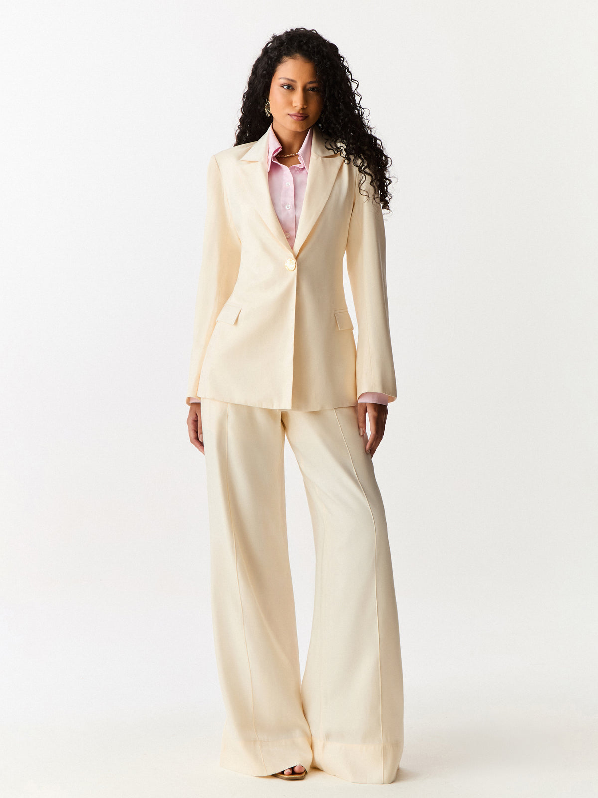 Blazer Alongado Acinturado Creme