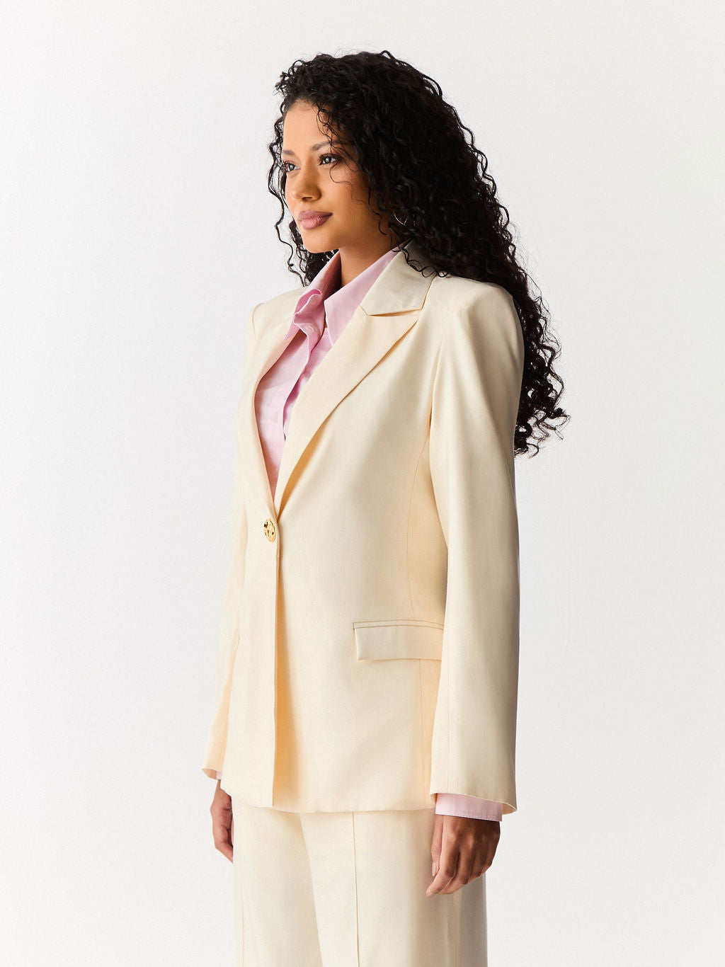 Blazer Alongado Acinturado Creme